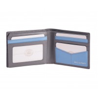 London Leathergoods Contrast Colour Bifold Notecase with a Flapped ID Window
